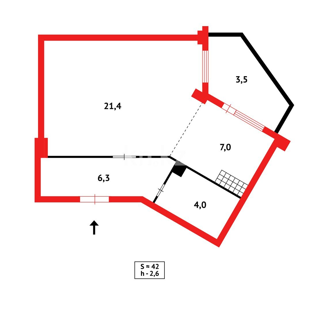 Продажа 1-комнатной квартиры, 42 м² в Караганде - фото 6