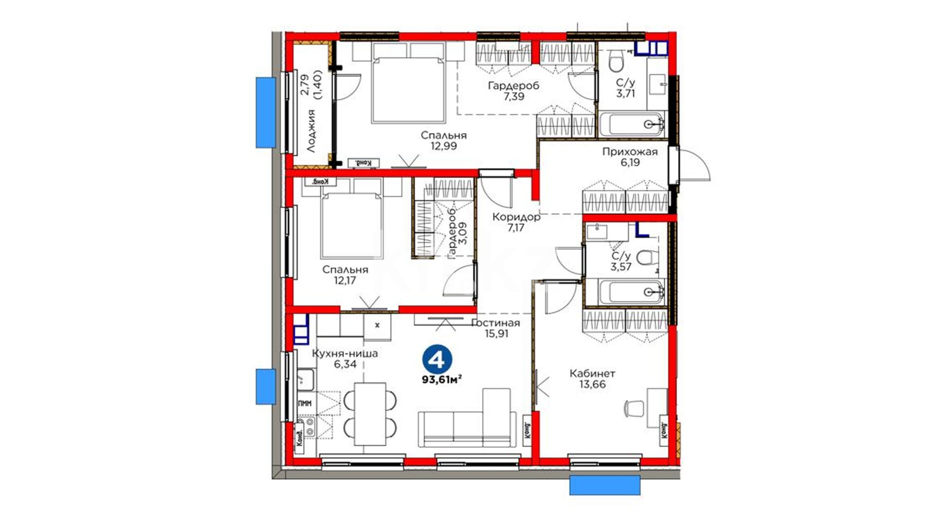 ЖК Dream City. Eco, 4-комнатная, цена 51 560 388 ₸, 550 800 ₸&nbsp;/&nbsp;м²