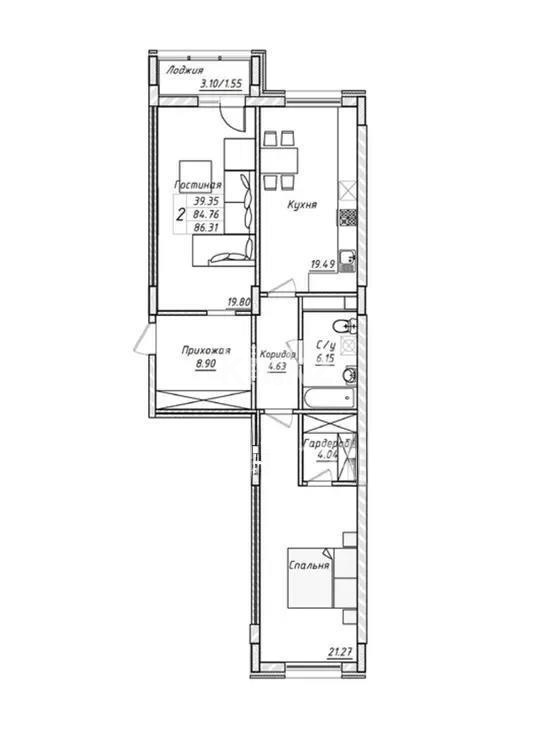 Продажа 2-комнатной квартиры, 86 м² в Астане