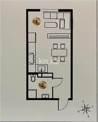 Продажа 1-комнатной квартиры, 37.78 м² в Алматы