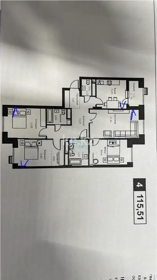 Продажа 4-комнатной квартиры, 115.51 м², ул. Хусейна бен Талала, дом  30 в Астане