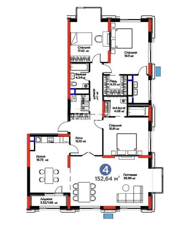 Продажа 4-комнатной квартиры, 153 м², ул. Мухамедханова, дом  6/1 стр в Астане