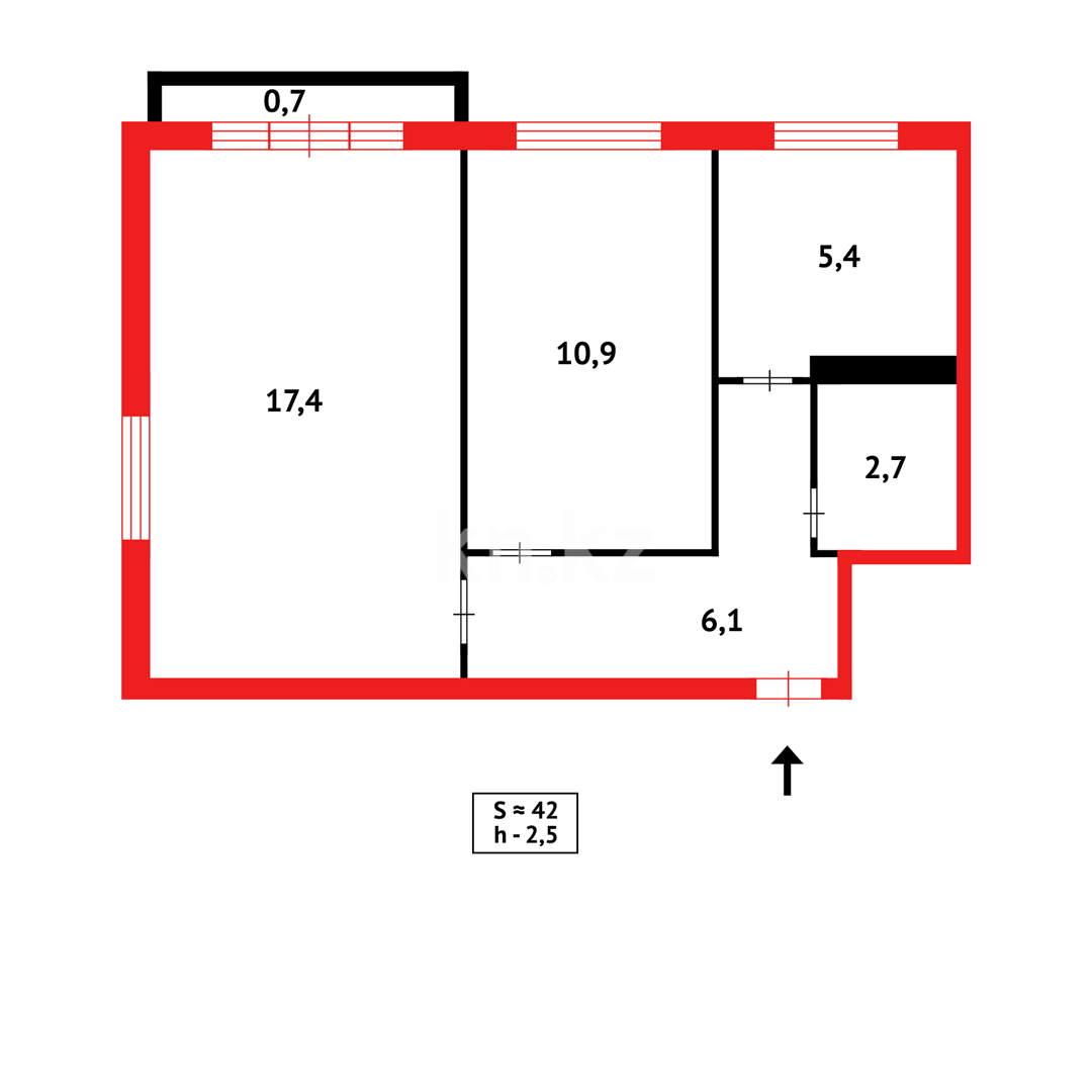 Продажа 2-комнатной квартиры, 43 м² в Караганде - фото 16