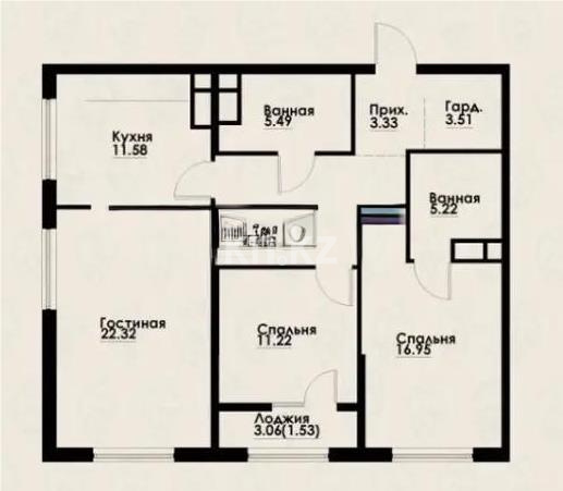 Продажа 3-комнатной квартиры, 92.4 м² в Алматы