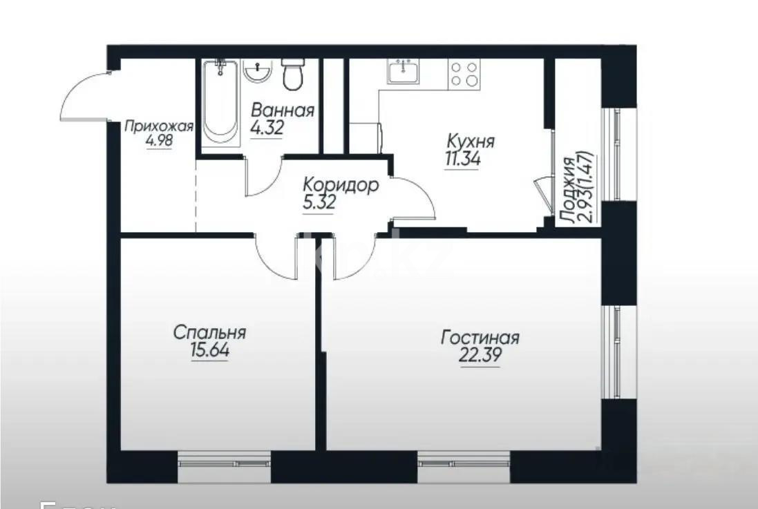 Продажа 2-комнатной квартиры, 63.3 м² в Алматы