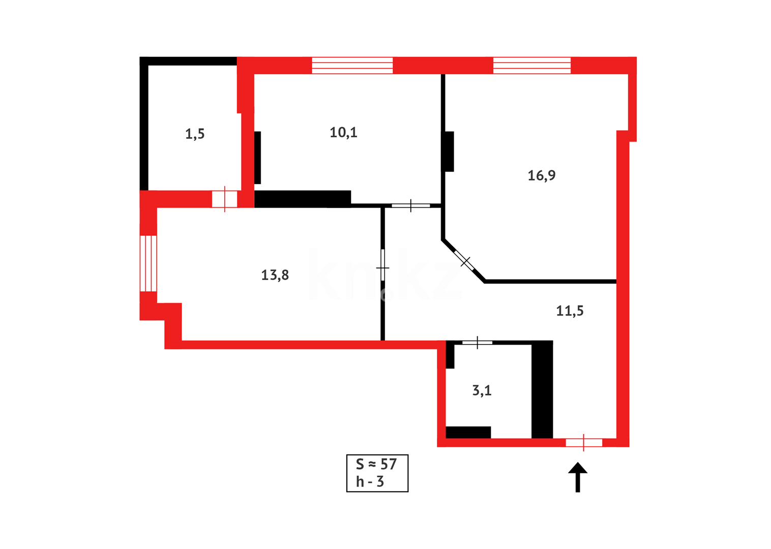 Продажа 2-комнатной квартиры, 56.9 м² в Астане - фото 10