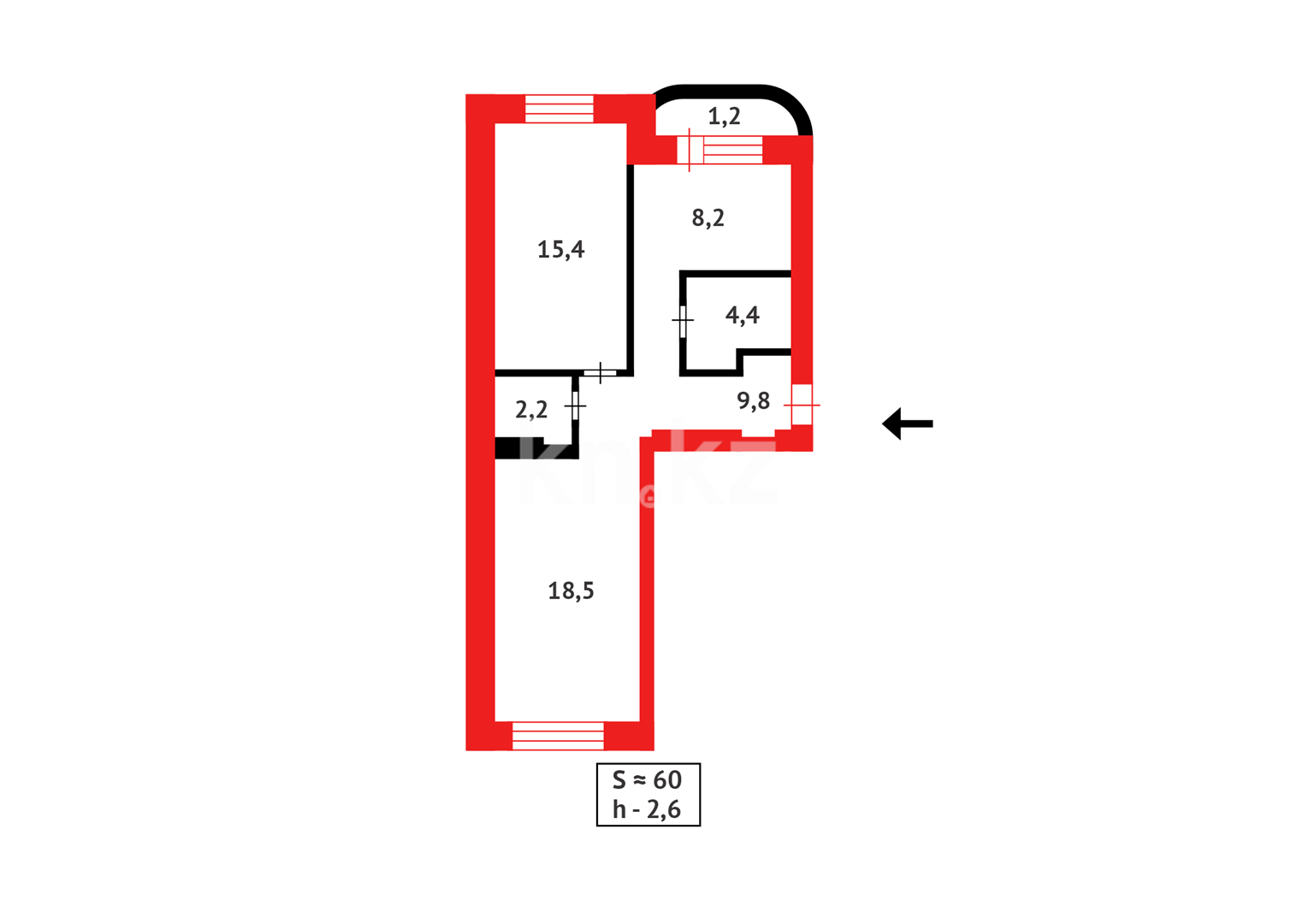 Продажа 2-комнатной квартиры, 59.7 м² в Астане - фото 8
