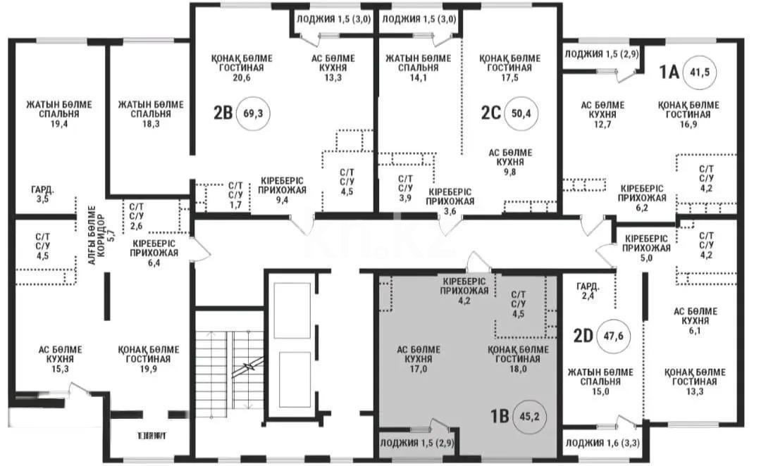 Продажа 2-комнатной квартиры, 45.2 м², ул. Сатпаева, дом  90/55б в Алматы