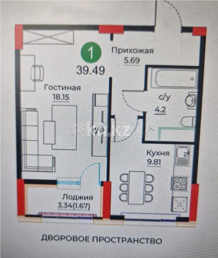 Продажа 1-комнатной квартиры, 40 м², ул. Е-429, дом  26 в Астане - фото 4