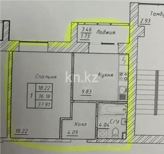 Продажа 1-комнатной квартиры, 39 м² в Астане - фото 3