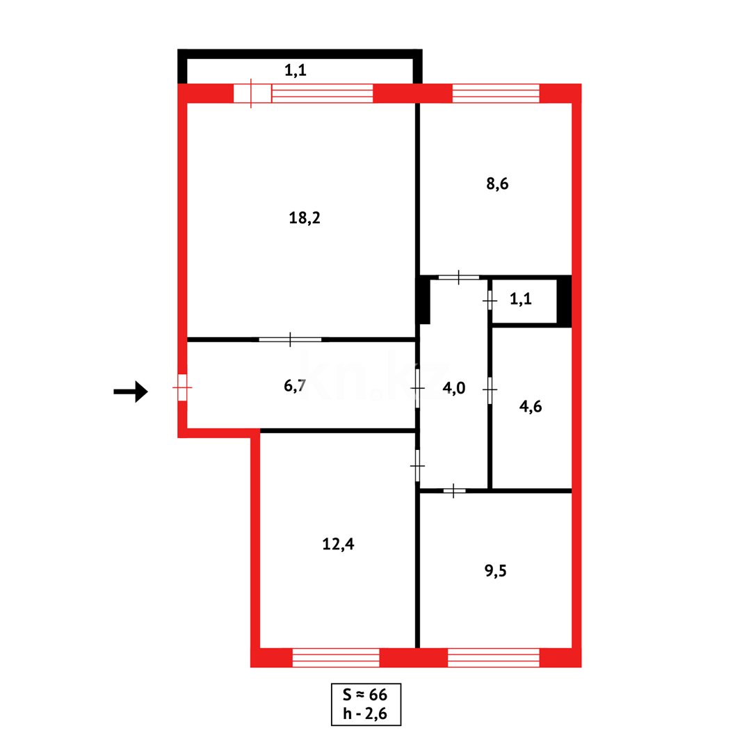 Продажа 3-комнатной квартиры, 66 м², ул. Карла Маркса в Караганде - фото 14