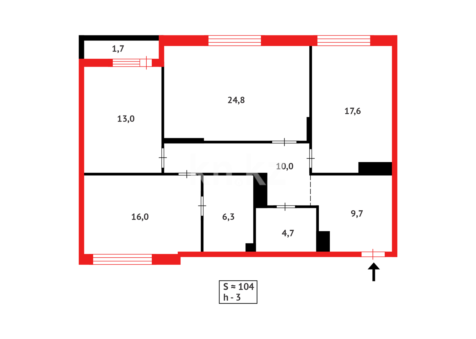 Продажа 3-комнатной квартиры, 103.94 м² в Астане - фото 3