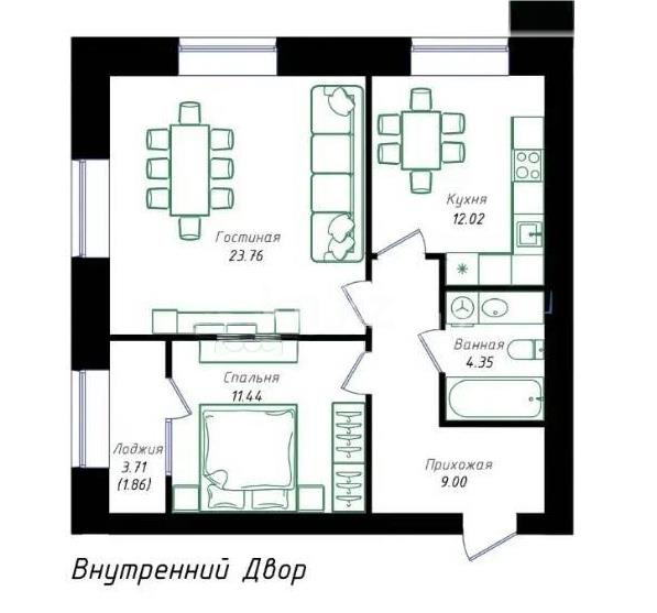 Продажа 2-комнатной квартиры, 63 м² в Астане
