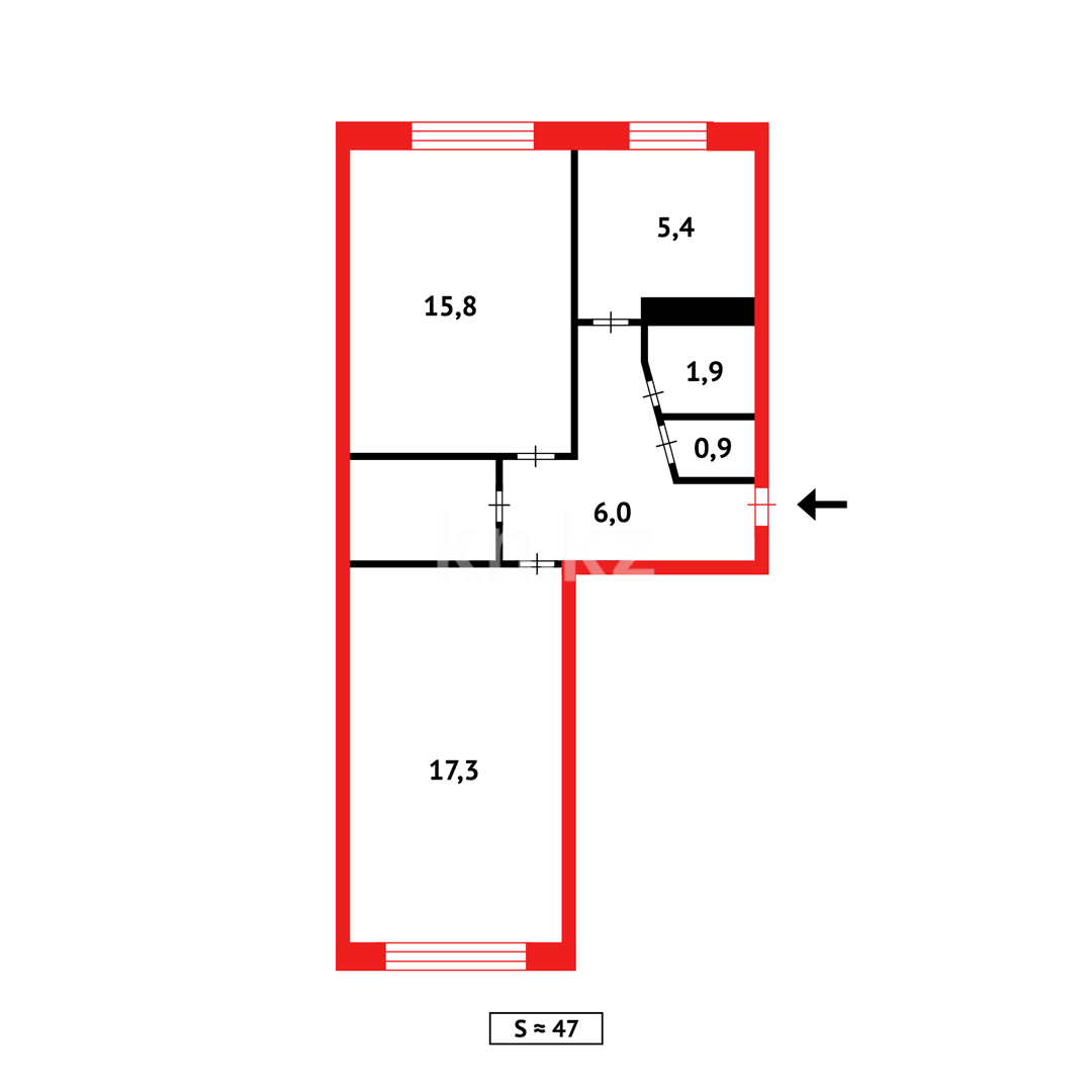 Продажа 2-комнатной квартиры, 47 м², 4А квартал в Темиртау - фото 12