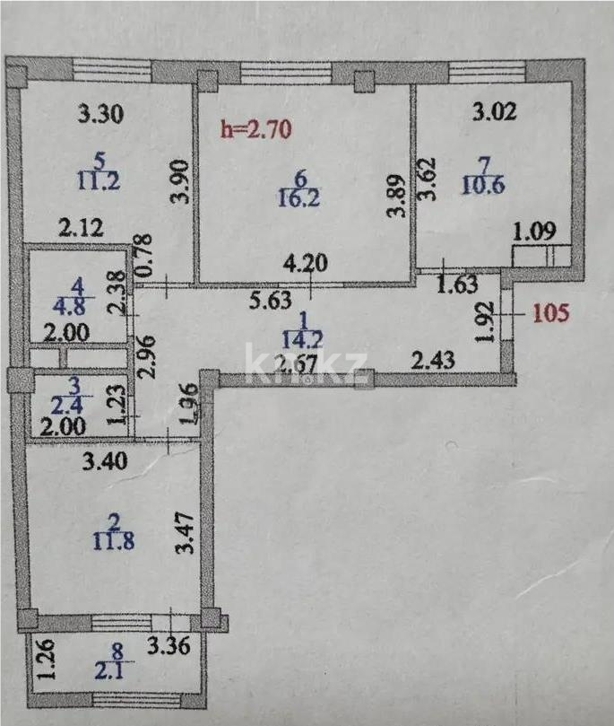 Продажа 3-комнатной квартиры, 73.3 м² в Астане