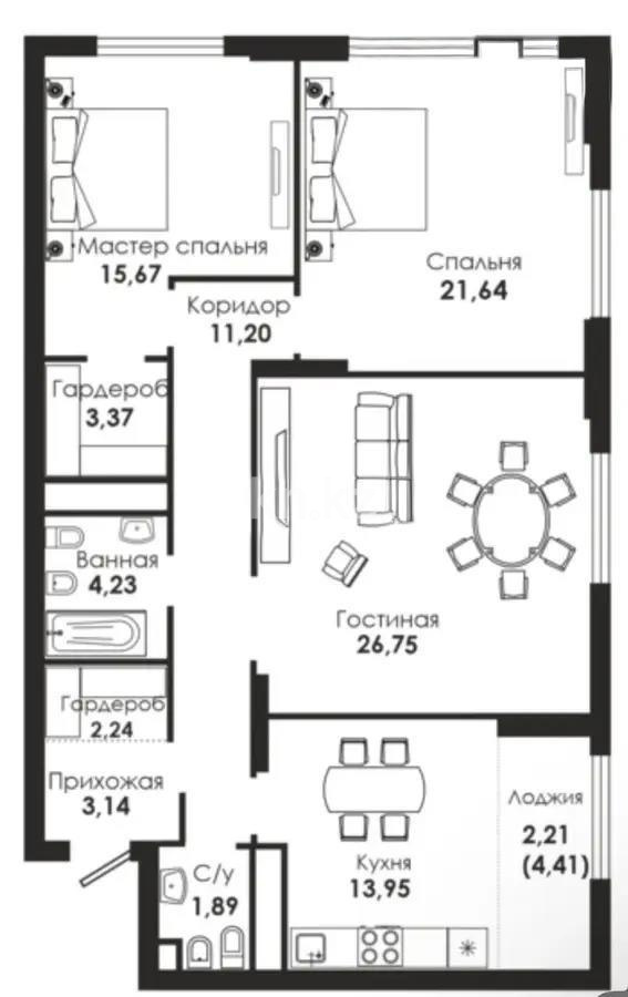 Продажа 3-комнатной квартиры, 115 м² в Астане