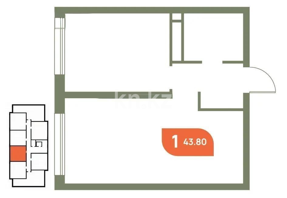 Продажа 1-комнатной квартиры, 44.76 м² в Алматы