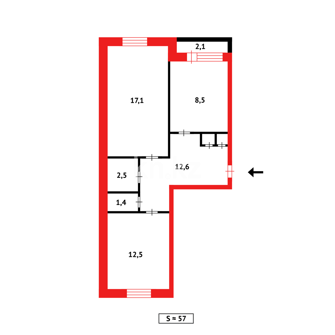 Продажа 2-комнатной квартиры, 57 м² в Темиртау - фото 12
