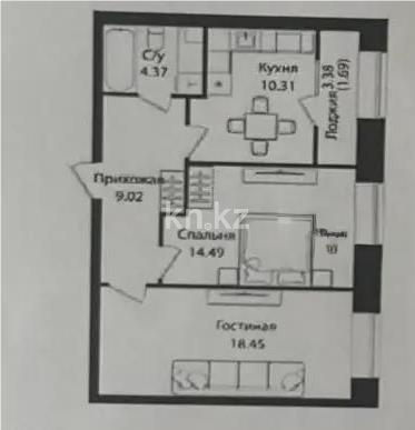 Продажа 2-комнатной квартиры, 58 м², ул. Е-15, дом  16 в Астане - фото 2