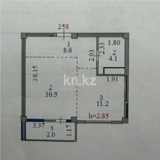 Продажа 1-комнатной квартиры, 42.4 м² в Астане