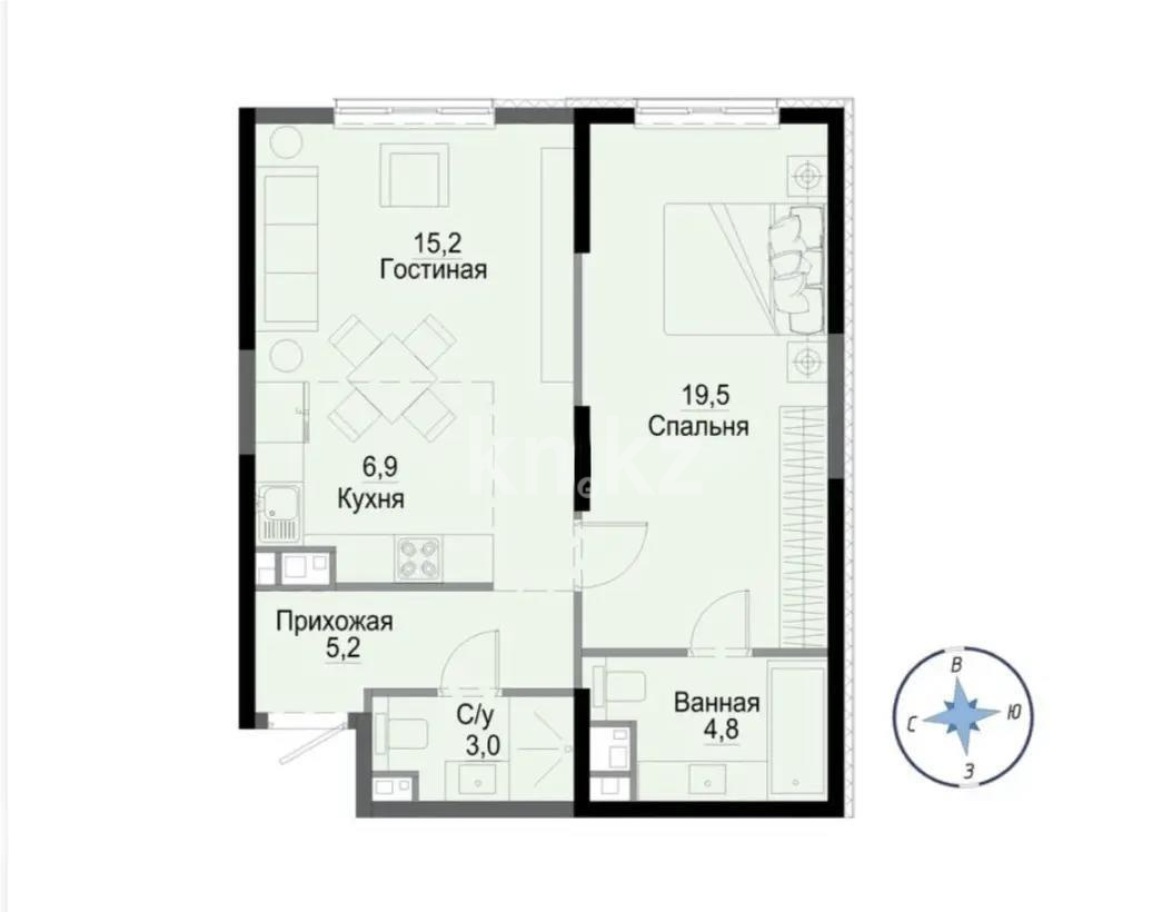 Продажа 2-комнатной квартиры, 56.3 м², ул. Жандосова, дом  94а в Алматы