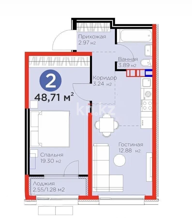Продажа 2-комнатной квартиры, 47 м² в Алматы - фото 4