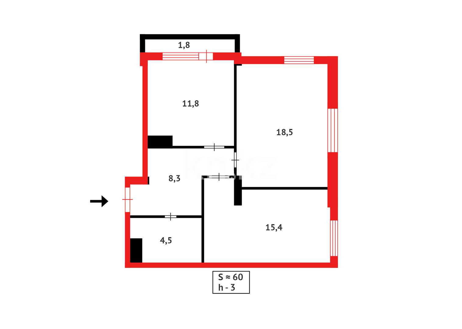 Продажа 2-комнатной квартиры, 60 м², ул. Асфендиярова в Астане - фото 12