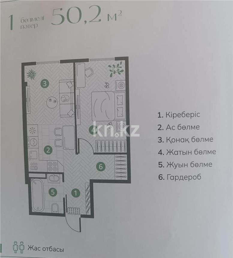 Продажа 1-комнатной квартиры, 50 м² в Алматы