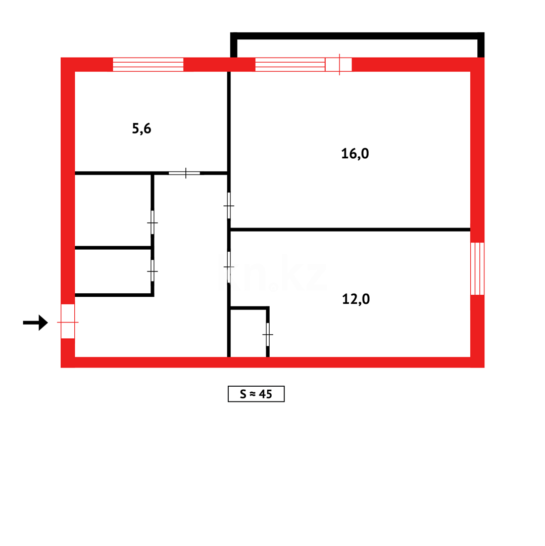 Продажа 2-комнатной квартиры, 45 м², ул. Ермекова в Караганде - фото 16