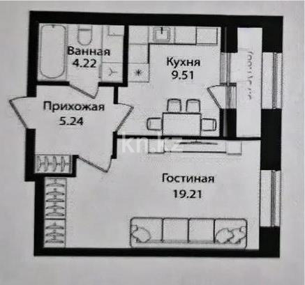 Продажа 1-комнатной квартиры, 40.06 м² в Астане