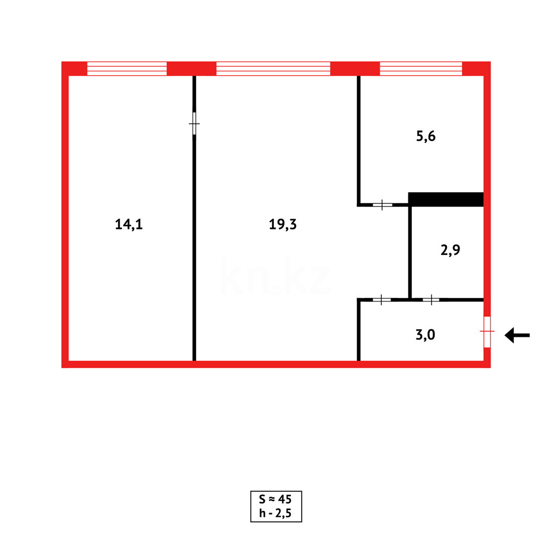 Продажа 2-комнатной квартиры, 44 м² в Караганде - фото 13