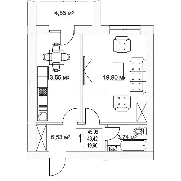 Продажа 1-комнатной квартиры, 44 м², ул. Жошы хана в Астане - фото 7