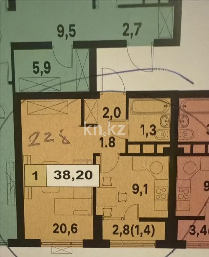 Продажа 1-комнатной квартиры, 38.2 м² в Алматы - фото 4