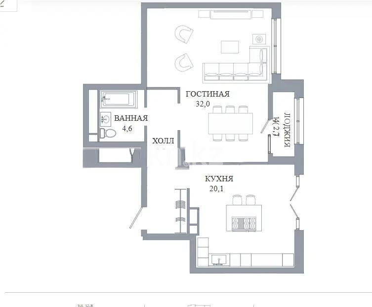 Продажа 2-комнатной квартиры, 68 м² в Астане - фото 2