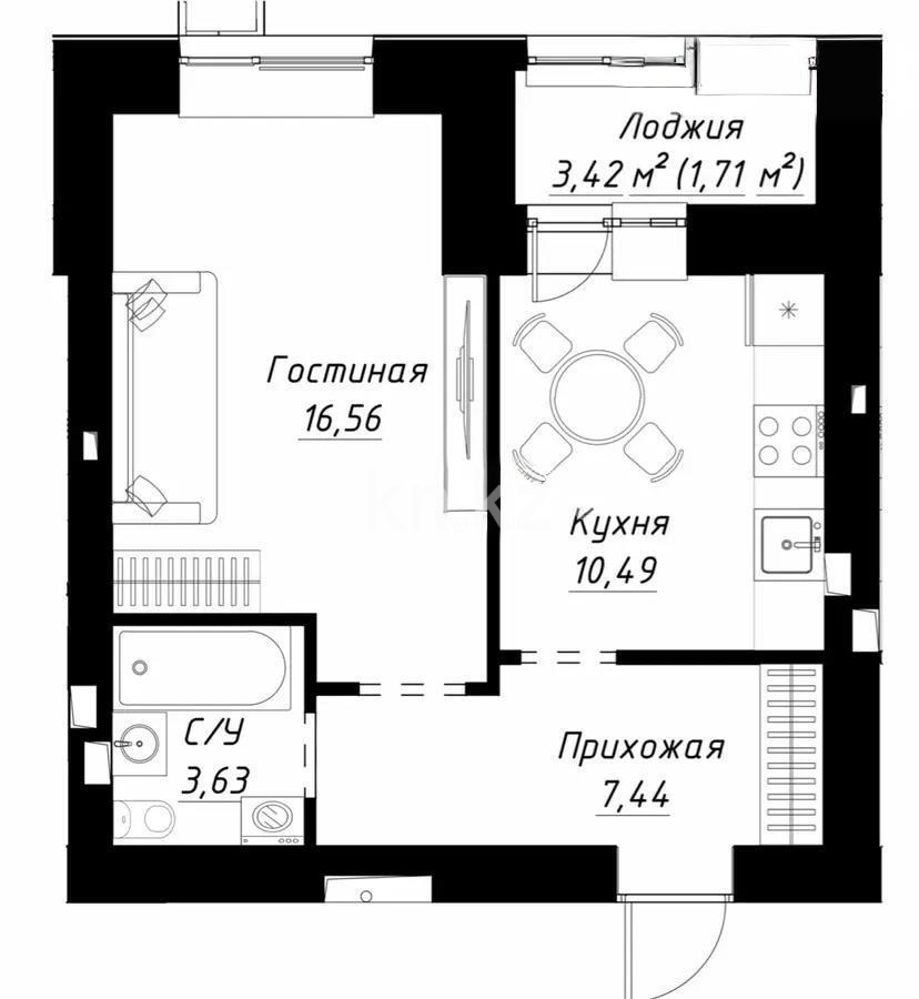 Продажа 1-комнатной квартиры, 40 м² в Астане