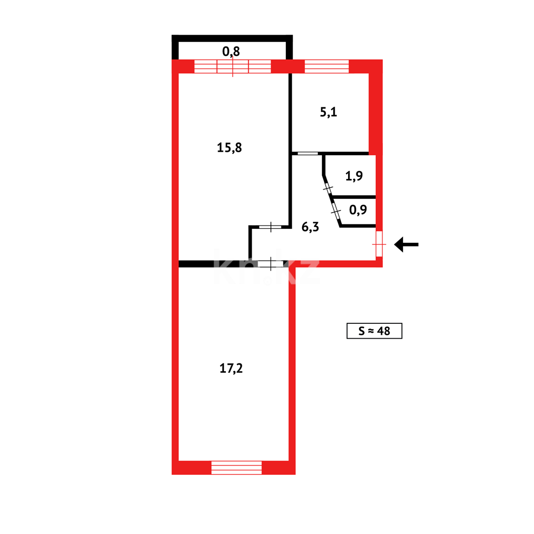 Продажа 2-комнатной квартиры, 47 м², пр. Мира в Темиртау - фото 15