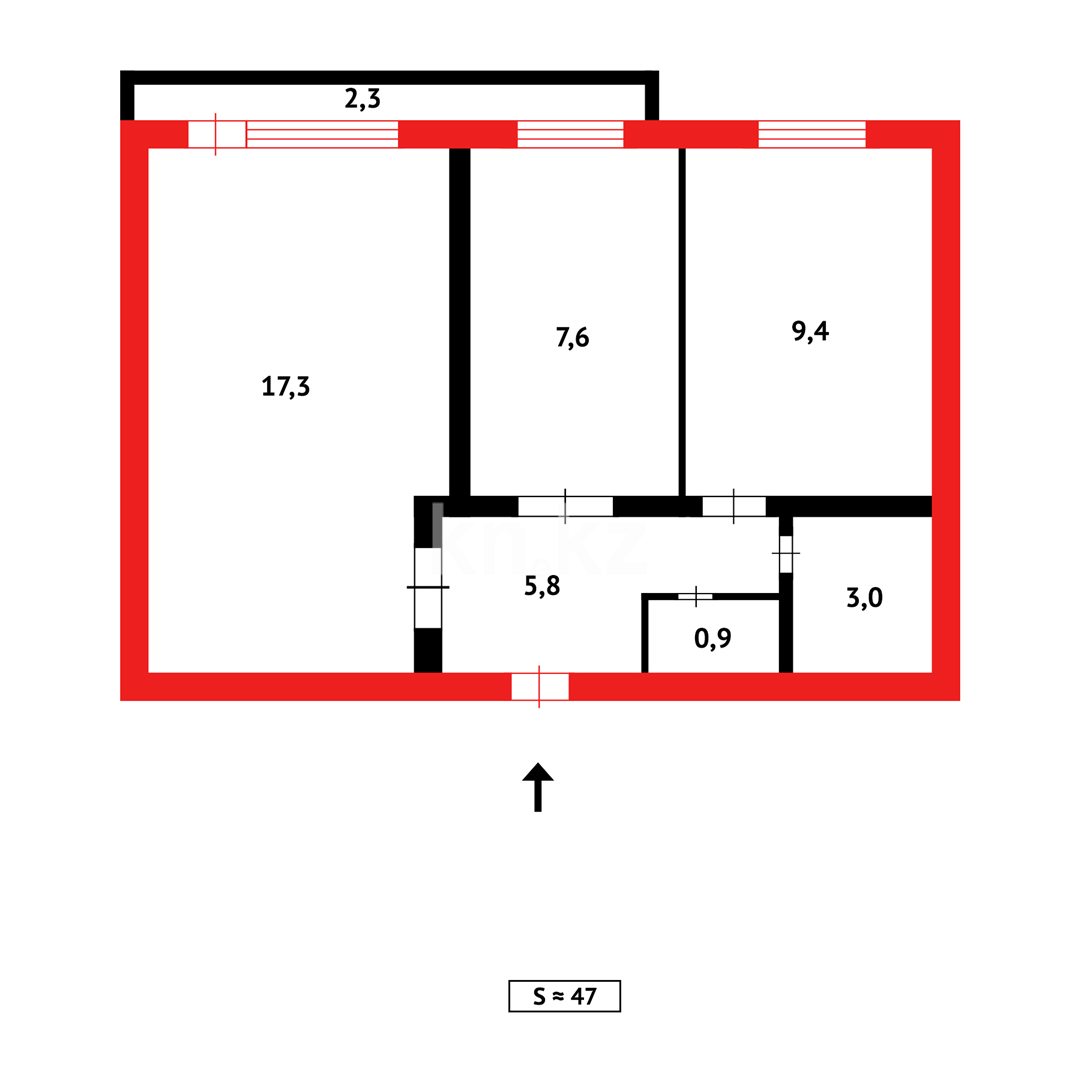 Продажа 2-комнатной квартиры, 47 м² в Караганде - фото 7