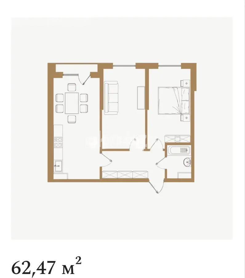 Продажа 2-комнатной квартиры, 62.47 м² в Алматы