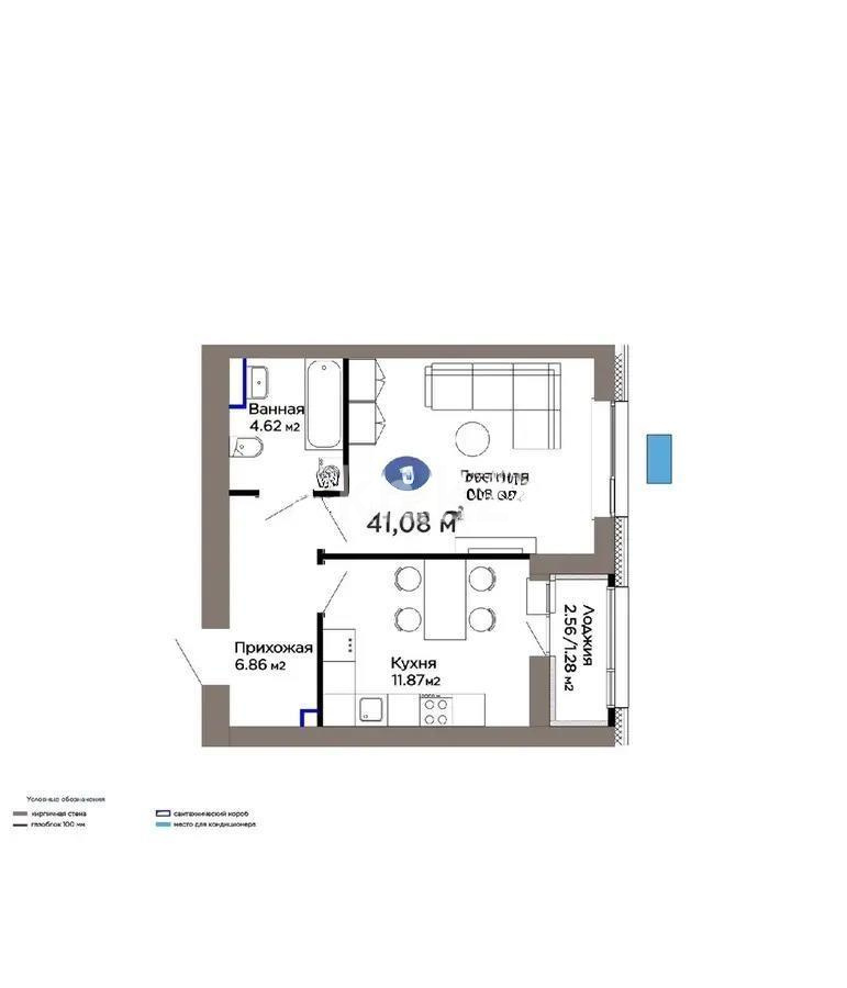 Продажа 1-комнатной квартиры, 41.5 м², ул. Рыскулова, дом  18/5 в Астане