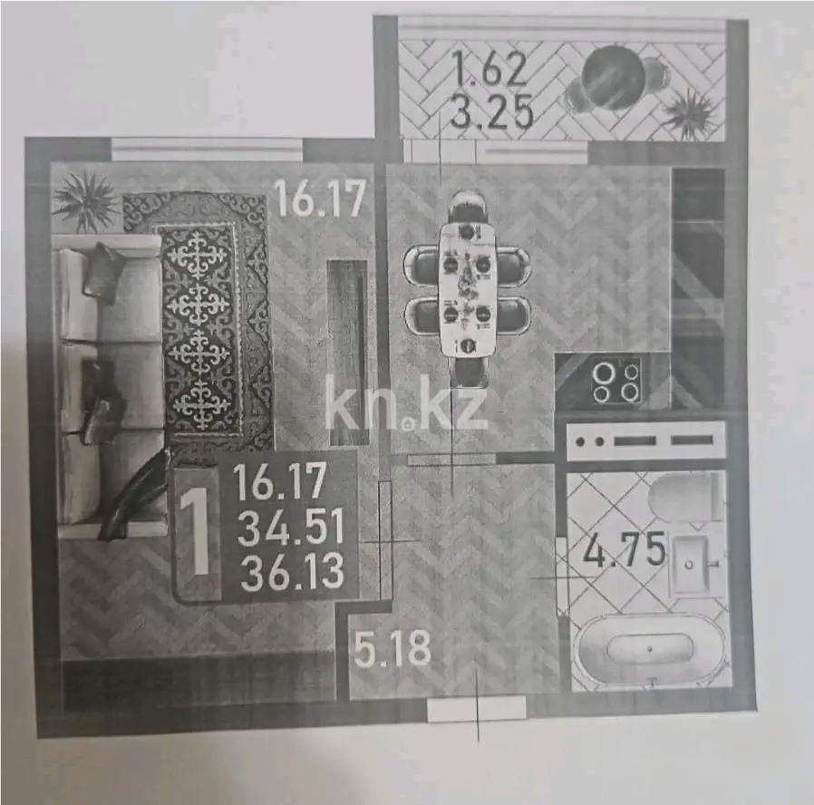 Продажа 1-комнатной квартиры, 36.13 м² в Астане
