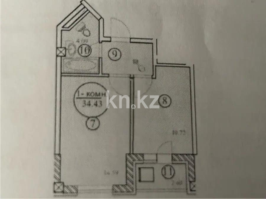 Продажа 1-комнатной квартиры, 34.4 м² в Астане