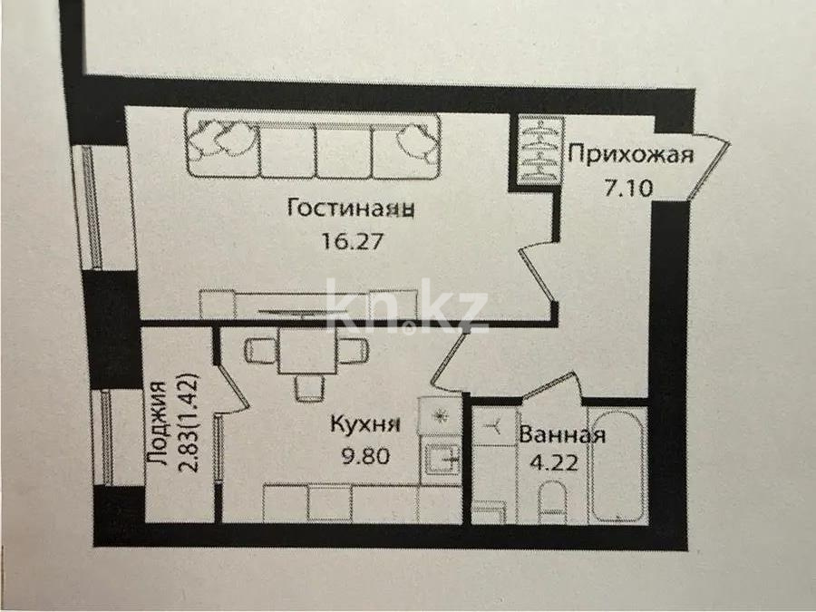 Продажа 1-комнатной квартиры, 39 м² в Астане