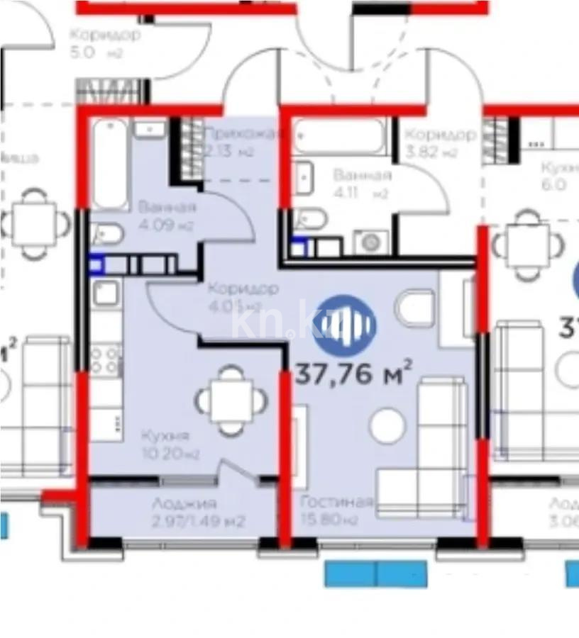 Продажа 1-комнатной квартиры, 38 м² в Алматы