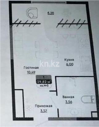 Продажа 1-комнатной квартиры, 29.94 м² в Алматы