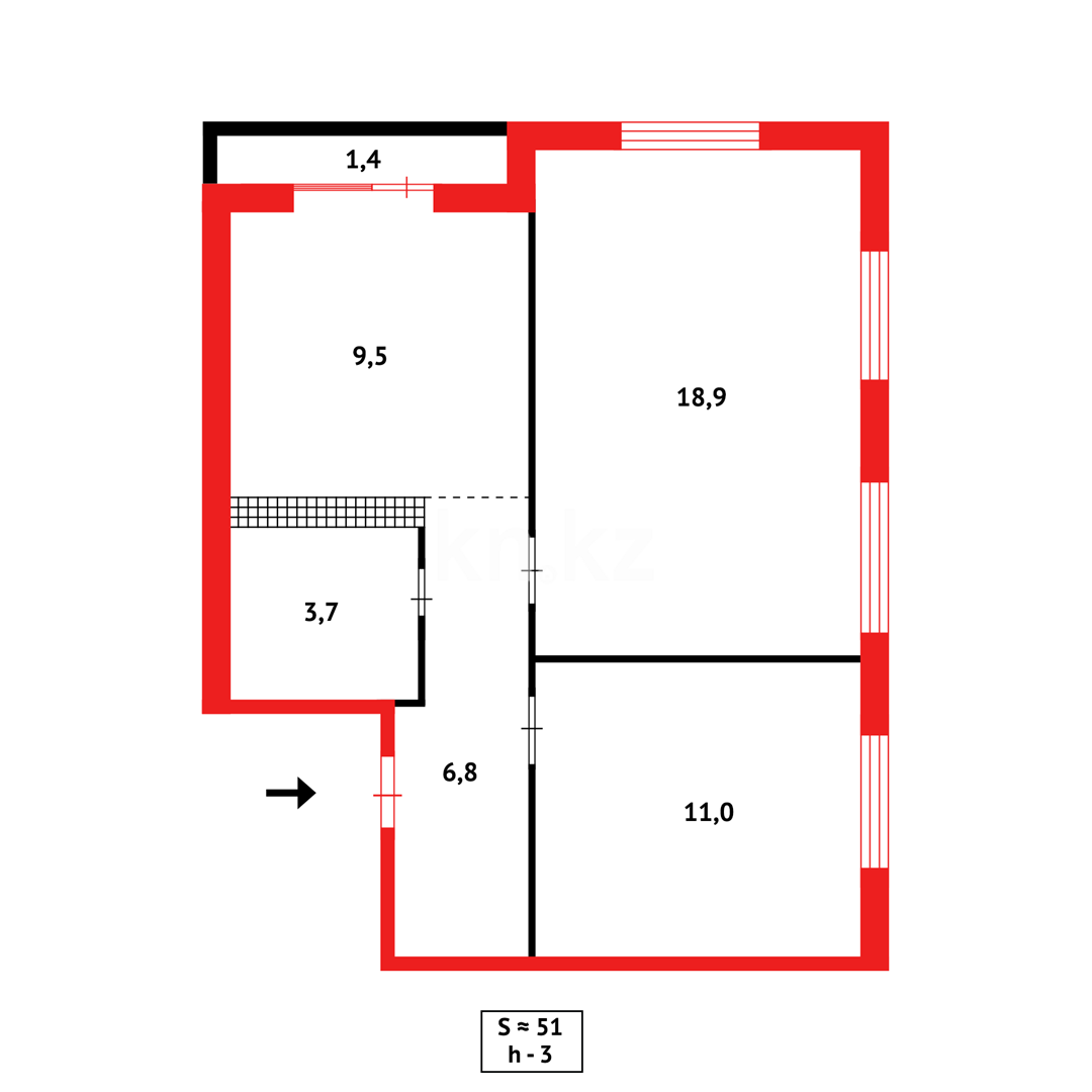 Продажа 2-комнатной квартиры, 53 м² в Караганде - фото 8