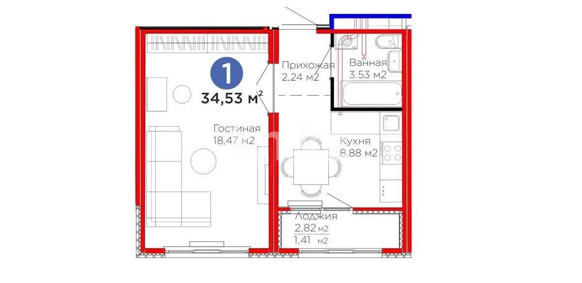 Продажа 1-комнатной квартиры, 34.53 м², пр. Улы Дала, дом  14 стр в Астане