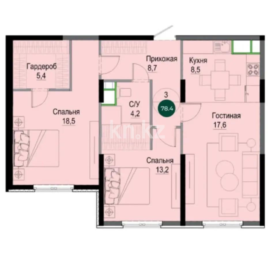 Продажа 3-комнатной квартиры, 78.4 м², ул. Утепова, дом  31 в Алматы