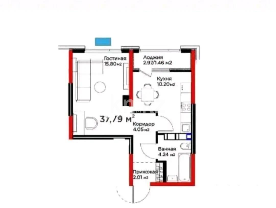 Продажа 1-комнатной квартиры, 38 м² в Алматы