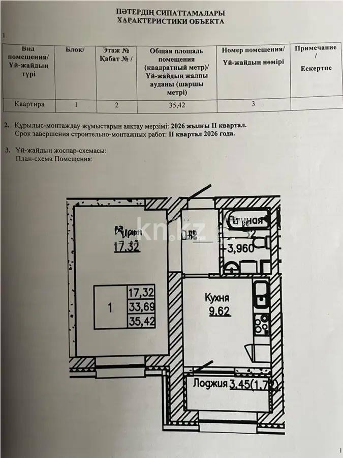 Продажа 1-комнатной квартиры, 35.45 м², ул. Сыганак, дом  12 стр в Астане