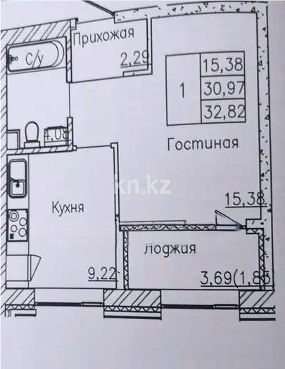 Продажа 1-комнатной квартиры, 33 м² в Астане